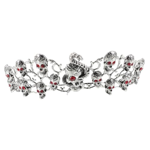 SOIMISS Vintage Goth Skull Tiara Damen Halloween Haarreif mit Roten Kristallen Leichter Eleganter Barock-Haarschmuck aus Legierung für Party und Cosplay von SOIMISS