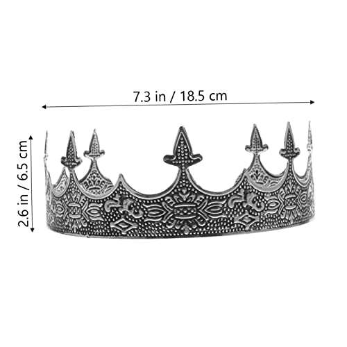 SOIMISS Vintage Herren Krone aus Metall Verstellbare Königliche Bühnenkrone für Cosplay Party und Kostümzubehör Stabile und Langlebige Kopfbedeckung in Antikem Silber Auffälliges Design von SOIMISS