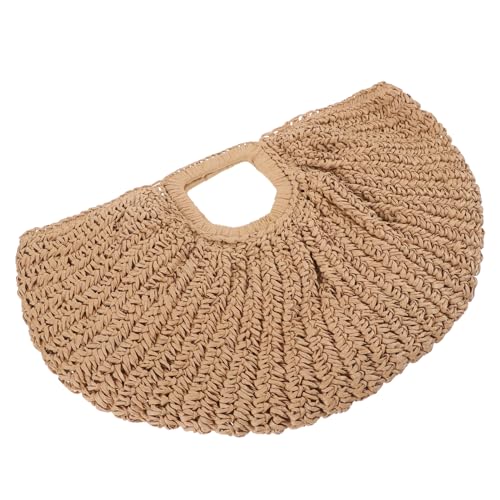 SOIMISS Vintage Strandtasche Damen Handgewebte Moon Bag Handtasche Sommer Freizeit Geflochtene Tasche für Alltag Einkaufen und Urlaub in Dunkelbraun von SOIMISS