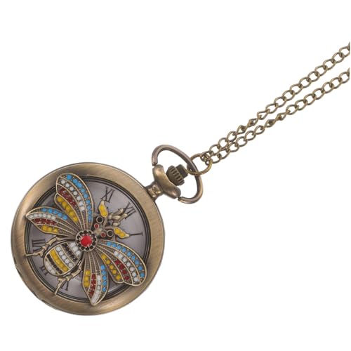 SOIMISS Vintage Taschenuhr Anhänger Kette mit Bienenmotiv Quarz Uhr mit Römischen Ziffern Antike Stil Damen Herren Halskette Elegantes Accessoire für Alltag und Besondere Anlässe von SOIMISS
