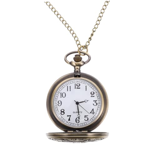 SOIMISS Vintage Taschenuhr Metall mit Doppelter Anzeige und Römischen Ziffern Stilvolle Retro Uhr für Herren und Damen als Schlüsselanhänger oder von SOIMISS