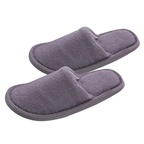 SOIMISS Warme Damen Hausschuhe aus Baumwolle Rutschfeste Indoor Slipper mit Plüschfutter Geschlossene Pantoffeln für Winter Weiche Atmungsaktive Fußbetthauschuhe von SOIMISS