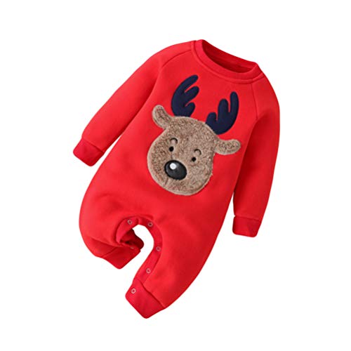 SOIMISS Weihnachten Baby Outfits Weihnachten Langarm Overall Rentier Strampler Geschenke für Kinder Kleinkinder Neugeborene Winterurlaub Baby Dusche Party Gefälligkeiten 68 von SOIMISS