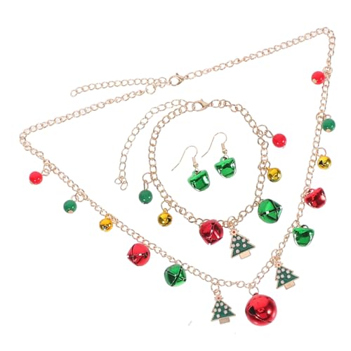 SOIMISS Weihnachtlicher Schmuckset Jingle Bell Armband Halskette Ohrringe Farbblock Design Hypoallergen Damen Festliche Party Accessoires von SOIMISS