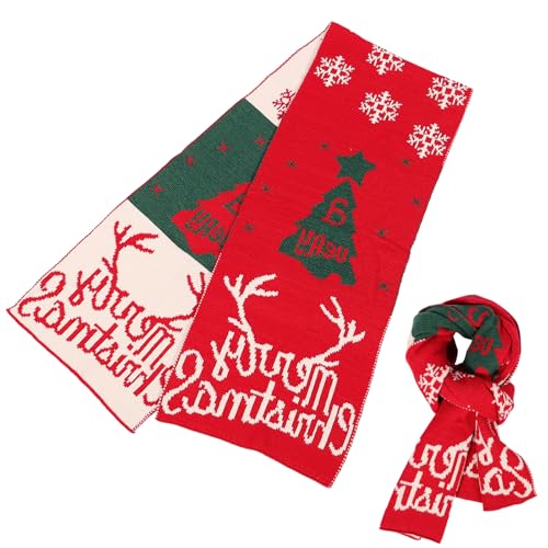 SOIMISS Weihnachtsschal Doppelseitig Gestrickter Schal Weihnachtselchschal Weihnachtsmannschal zu Weihnachten von SOIMISS