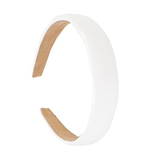 SOIMISS Weißes PU Leder Haarband Damen Breiter Rutschfester Haarreif Solide Farbe Modisches Stirnband für Alltag Party Cosplay und von SOIMISS
