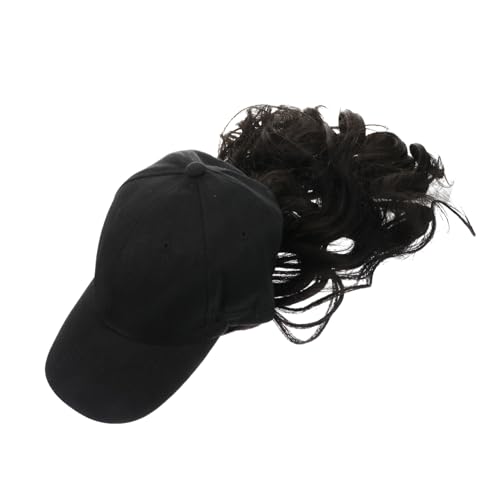 SOIMISS Wellenförmige Perücke mit Baseballkappe für Damen Lange Lockige Haarverlängerung aus Synthetischem Material Natürliche Schwarze Farbe für Einen Besonderen Look Haaraccessoire von SOIMISS