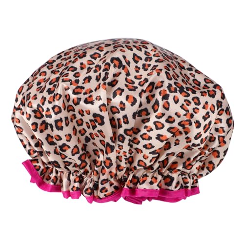 SOIMISS Wiederverwendbare Damen Duschhaube Leopard Print mit Elastischem Wasserdichte Badekappe für Langes und Kurzes Haar Modischer Haarschutz Beim Baden und Haarkur Stilvolle Badekappe von SOIMISS