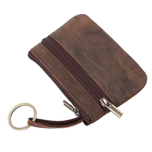 SOIMISS Mini Vintage Geldbörse Echtem Multifunktionale Kurz-reißverschluss Münztasche Für Karten Und Kleingeld Dunkelbraun von SOIMISS