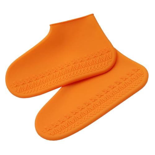 SOIMISS wasserdichte rutschfeste Silikon Überschuhe Unisex Dicke Verschleißfeste Regenschutz Überzieher Geeignet für Outdoor Aktivitäten bei Regen und Schnee Orange von SOIMISS