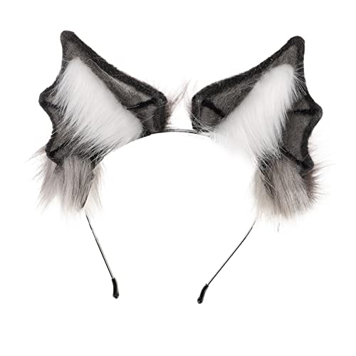 SOIMISS Halloween Plüsch Ohr Stirnband Handgefertigter Tierohren Haarreif Kostümzubehör Für Halloween Und Cosplay Grauweißes Fledermausdesign von SOIMISS