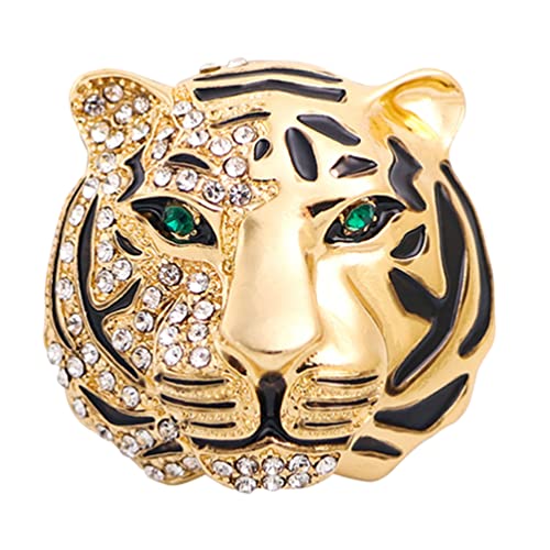 SOIMISS Tigerkopf Brosche Pin Kristall Strass Tier Abzeichen Anzug Rastpins Clips Kragen Anstecknadel Kleidung Kleid Corsage Für Männer Frauen Golden von SOIMISS