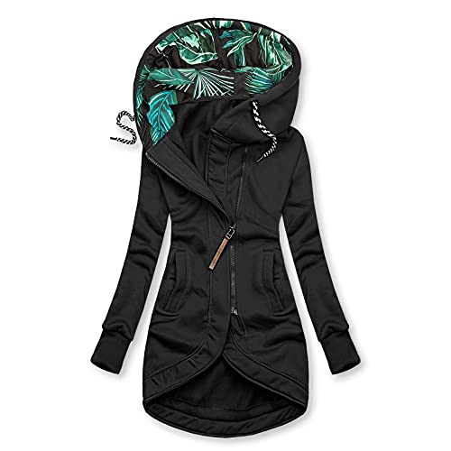 SOIUTAO Blumenmuster Kapuzenjacke Damen Langarm Hooded Neuer Winter Schlank Angenehm Winterjacken Funktionsjacke Arbeitsjacke Sport Basic Beiläufig Schweißmantel Softshelljacke von SOIUTAO