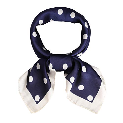 SOJOS Bandana Nicki-Tuch Damen Halstuch Kopftuch Seidentuch mit Polka Dot 70 x 70 Blau von SOJOS