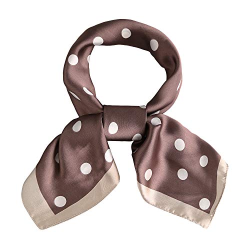 SOJOS Bandana Nicki-Tuch Damen Halstuch Kopftuch Seidentuch mit Polka Dot 70 x 70 Braun von SOJOS