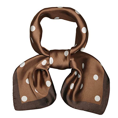 SOJOS Bandana Nicki-Tuch Damen Halstuch Kopftuch Seidentuch mit Polka Dot 70 x 70 Braune Seite von SOJOS