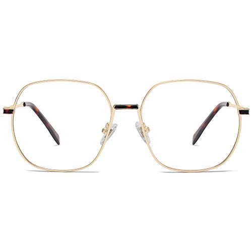 SOJOS Blaulichtfilter Brille Damen Metall Computerbrille Quadratisch SJ5122 mit Crystal Frame/Anti-Blue Light Linse von SOJOS