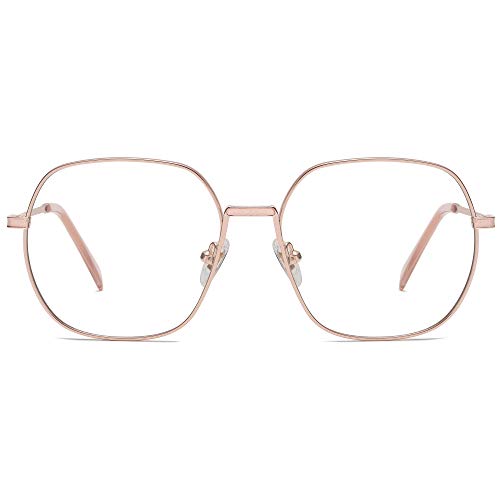 SOJOS Blaulichtfilter Brille Damen Metall Computerbrille Quadratisch SJ5122 mit Kristallbrauner Rahmen/Anti-Blaulicht Linse von SOJOS