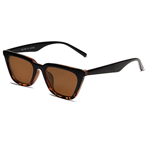 SOJOS Cateye Sonnenbrille Damen Polarisiert Vintage Retro Eckig Coole Frauen Schmale UV400 Schutz Klassische Outdoor Moderne Sonnenbrillen SJ2169 mit Schildpatt Rahmen/Braune Linse von SOJOS