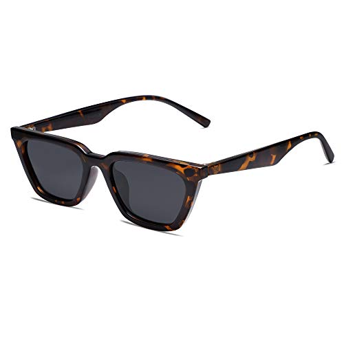 SOJOS Cateye Sonnenbrille Damen Polarisiert Vintage Retro Eckig Coole Frauen Schmale UV400 Schutz Klassische Outdoor Moderne Sonnenbrillen SJ2169 mit Schildpatt Rahmen/Graue Linse von SOJOS