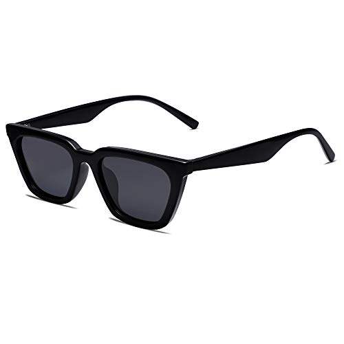 SOJOS Cateye Sonnenbrille Damen Polarisiert Vintage Retro Eckig Coole Frauen Schmale UV400 Schutz Klassische Outdoor Moderne Sonnenbrillen SJ2169 mit Schwarzer Rahmen/Graue Linse von SOJOS