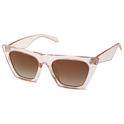 SOJOS Sonnenbrille Damen Polarisiert Vintage, Sonnenbrille Herren Retro Groß Cateye Verspiegelt Eckig Coole Frauen 90er Jahre Rechteckige Mode Unisex UV400 Schutz Brille SJ2115, Braun/Braun von SOJOS