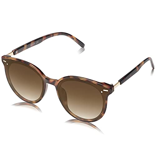 SOJOS Klassisch Retro Runde Sonnenbrille Damen Herren Groß Brille BLOSSOM SJ2067 (C9 Gelber Demi Rahmen/Gradiente Braune Linse) von SOJOS