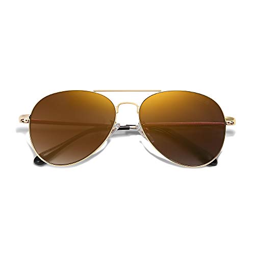 SOJOS Mode Metallrahmen Verspiegelt Linse Unisex Sonnenbrille mit Frühlings Scharnieren SJ1030 mit Gold Rahmen/Gold Linse von SOJOS