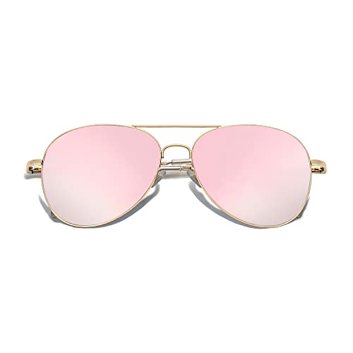 SOJOS Mode Metallrahmen Verspiegelt Linse Unisex Sonnenbrille mit Frühlings Scharnieren SJ1030 mit Gold Rahmen/Rosa Linse von SOJOS