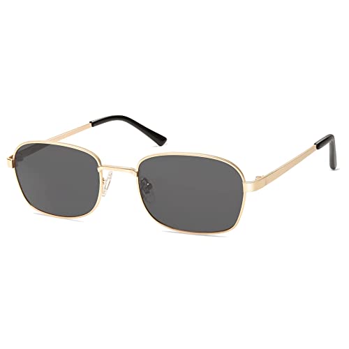 SOJOS Polarisiert Sonnenbrille Damen Herren Retro Rechteckig Vintage Schmal Quadratisch Sonnenbrillen SJ1177 von SOJOS