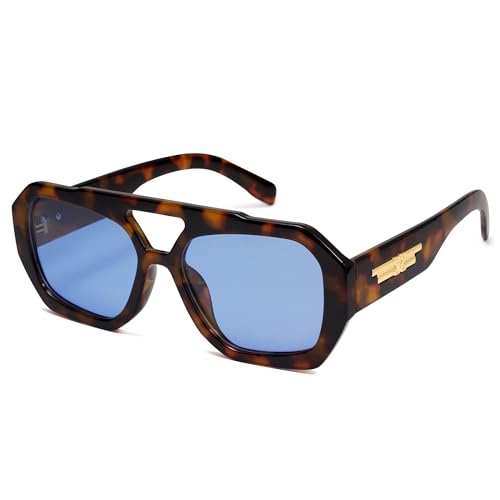 SOJOS Polarisiert Sonnenbrille Damen Herren Retro Sechseckigen Quadratische Kunststoff Designer Sonnenbrillen SJ2288 von SOJOS