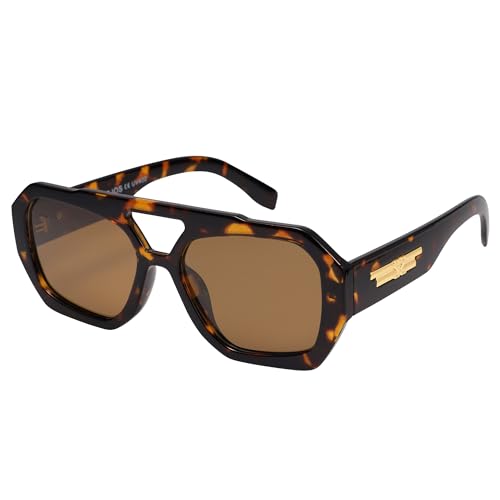 SOJOS Polarisiert Sonnenbrille Damen Herren Retro Sechseckigen Quadratische Kunststoff Designer Sonnenbrillen SJ2288 von SOJOS