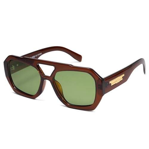 SOJOS Polarisiert Sonnenbrille Damen Herren Retro Sechseckigen Quadratische Kunststoff Designer Sonnenbrillen SJ2288 von SOJOS