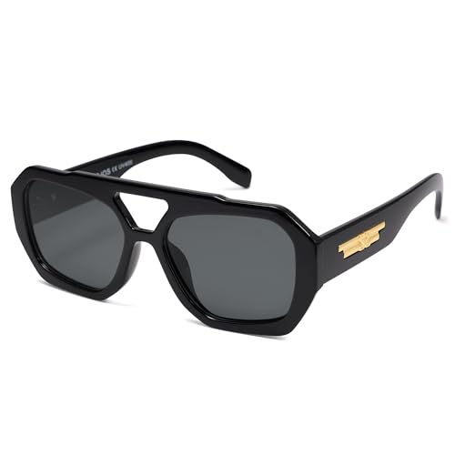 SOJOS Polarisiert Sonnenbrille Damen Herren Retro Sechseckigen Quadratische Kunststoff Designer Sonnenbrillen SJ2288 von SOJOS