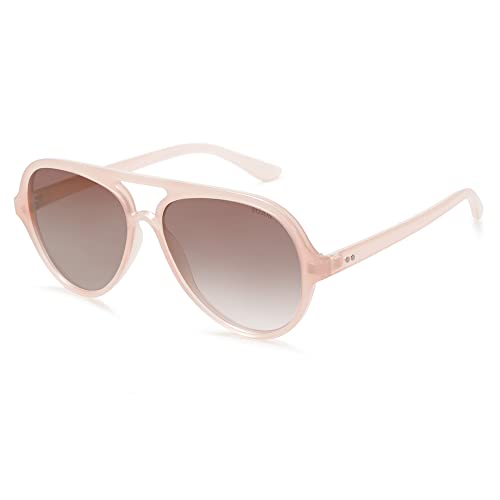 SOJOS Polarisiert Sonnenbrille Herren Damen Retro Quadratisch Brille 70er Vintage Groß Sonnenbrille SJ2201 mit UV400 Schutz, Rosa Rahmen/Hellbraun Linse von SOJOS