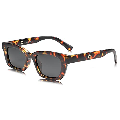 SOJOS Polarisierte Rechteckig Sonnenbrille Herren Damen UNITY SJ2134 mit Tortoise Rahmen/Graue Linse von SOJOS