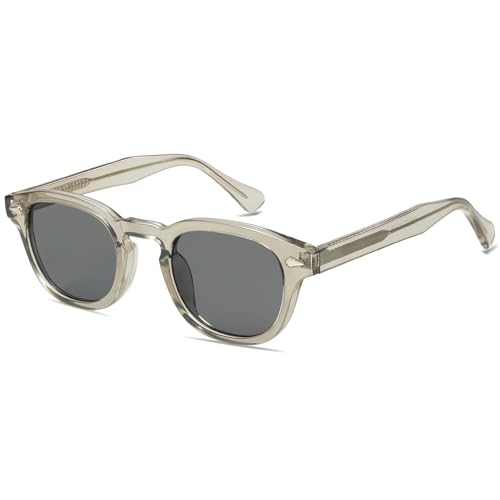 SOJOS Polarisierte Sonnenbrille Herren Damen Rund Retro Vintage UV400 Schutz Brille SJ2251 mit Kristallgrau Rahmen/Graue Linse von SOJOS