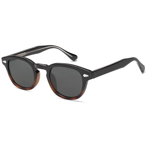 SOJOS Polarisierte Sonnenbrille Herren Damen Rund Retro Vintage UV400 Schutz Brille SJ2251 mit Schwarz&Tortoise Rahmen/Graue Linse von SOJOS