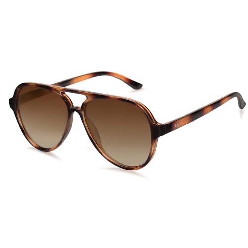 SOJOS Polarisiert Sonnenbrille Herren Damen Retro Quadratisch Brille 70er Vintage Groß Sonnenbrille SJ2201 mit UV400 Schutz, Schildkröte Braun Rahmen/Braun Linse von SOJOS