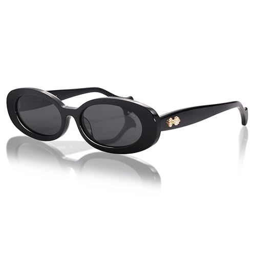 SOJOS Retro Oval Polarisierte Acetat Sonnenbrille Damen Vintage Designer UV400 Schutz, Veronica von SOJOS