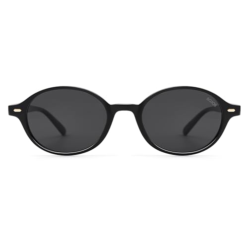 SOJOS Retro Oval Polarisierte Sonnenbrille Damen Herren Vintage Trendy Rund 90s Sonnerbrillen mit UV400 Schutz SJ2611 von SOJOS