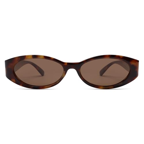 SOJOS Retro Oval Polarisierte Sonnenbrille für Damen Herren Trendy Katzenauge Vintage Y2k SJ2364, Groß von SOJOS
