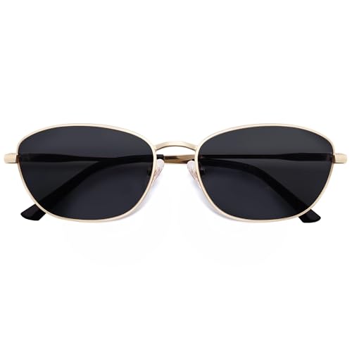 SOJOS Retro Ovale Polarisiert Sonnenbrillen Damen Herren 90er Jahre Vintage Metall Stil UV400 Schutz Sonnenbrille SJ1245 von SOJOS