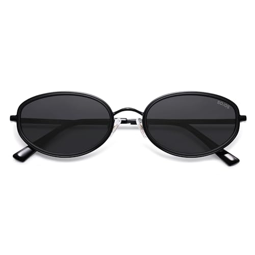 SOJOS Retro Polarisierte Ovale Sonnenbrille Damen Herren Vintage Trendy Sonnerbrillen mit UV400 Schutz SJ1248 von SOJOS