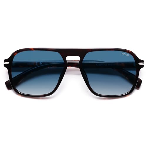 SOJOS Retro Polarisierte Quadratisch Sonnenbrille Damen Herren Vintage Klassisch Rechteckig Sonnerbrillen mit UV400 Schutz SJ2370 von SOJOS