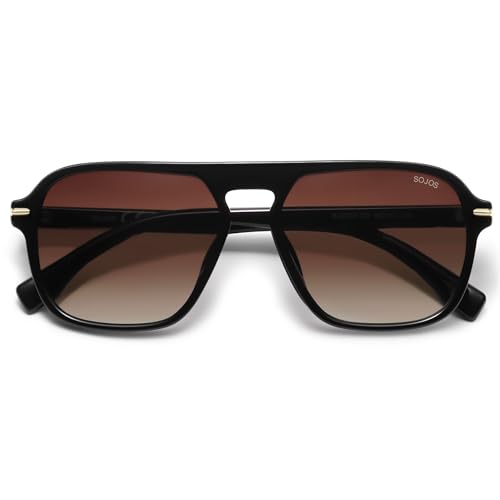 SOJOS Retro Polarisierte Quadratisch Sonnenbrille Damen Herren Vintage Klassisch Rechteckig Sonnerbrillen mit UV400 Schutz SJ2370 von SOJOS