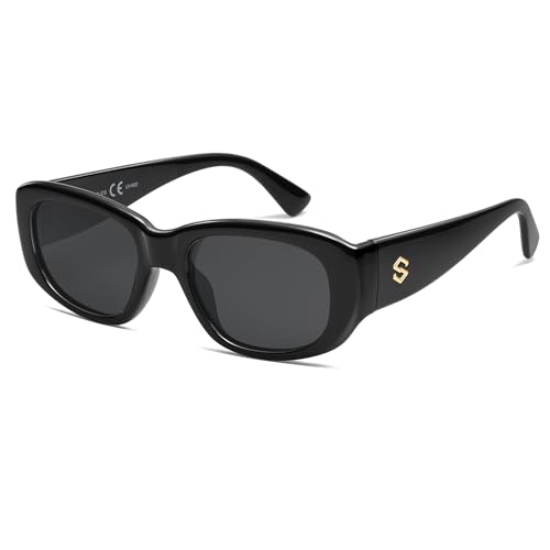 SOJOS Retro Polarisierte Quadratisch Sonnenbrille Damen Herren Vintage Trendy Dicker Rahmen Sonnerbrillen mit UV400 Schutz SJ2374 von SOJOS