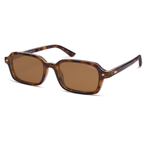 SOJOS Retro Polarisierte Rechteckige Sonnenbrille Damen Herren Vintage Trendy Shmal Quadratisch Sonnerbrillen mit UV400 Schutz SJ2610 von SOJOS