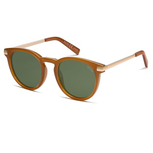 SOJOS Retro Polarisierte Rund Sonnenbrille Damen Herren Vintage Klassisch Sonnerbrillen mit UV400 Schutz SJ2368 von SOJOS