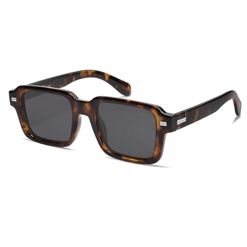 SOJOS Retro Quadratische Polarisierte Sonnenbrille Damen Herren Groß Klassisch Kunststoff Vintage Rechteckig UV400 Schutz Sonnenbrille SJ2345 von SOJOS